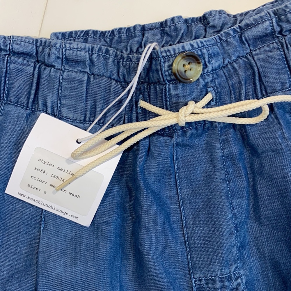 NWT Beach Lunch Lounge Mallie Paperbag Pants Chambray S - Picture 4 of 6